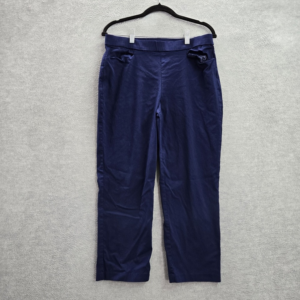Susan Graver Women Pants 12 Navy Crop Nylon Rayon 23" Inseam
